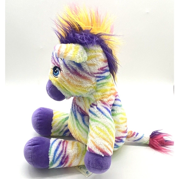 Build A Bear BABW Colorful Rainbow Striped Zebra Plush Stuffed Animal Toy 18" - Picture 8 of 11